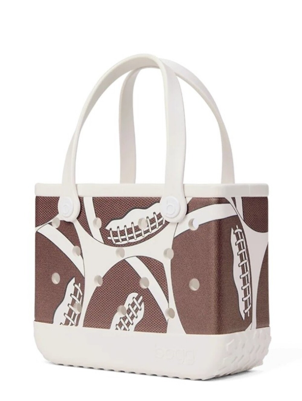 BOGG BAG Brown & White Fair Catch Football Tote 11 wide X 8.5 Tall X 4.5 deep